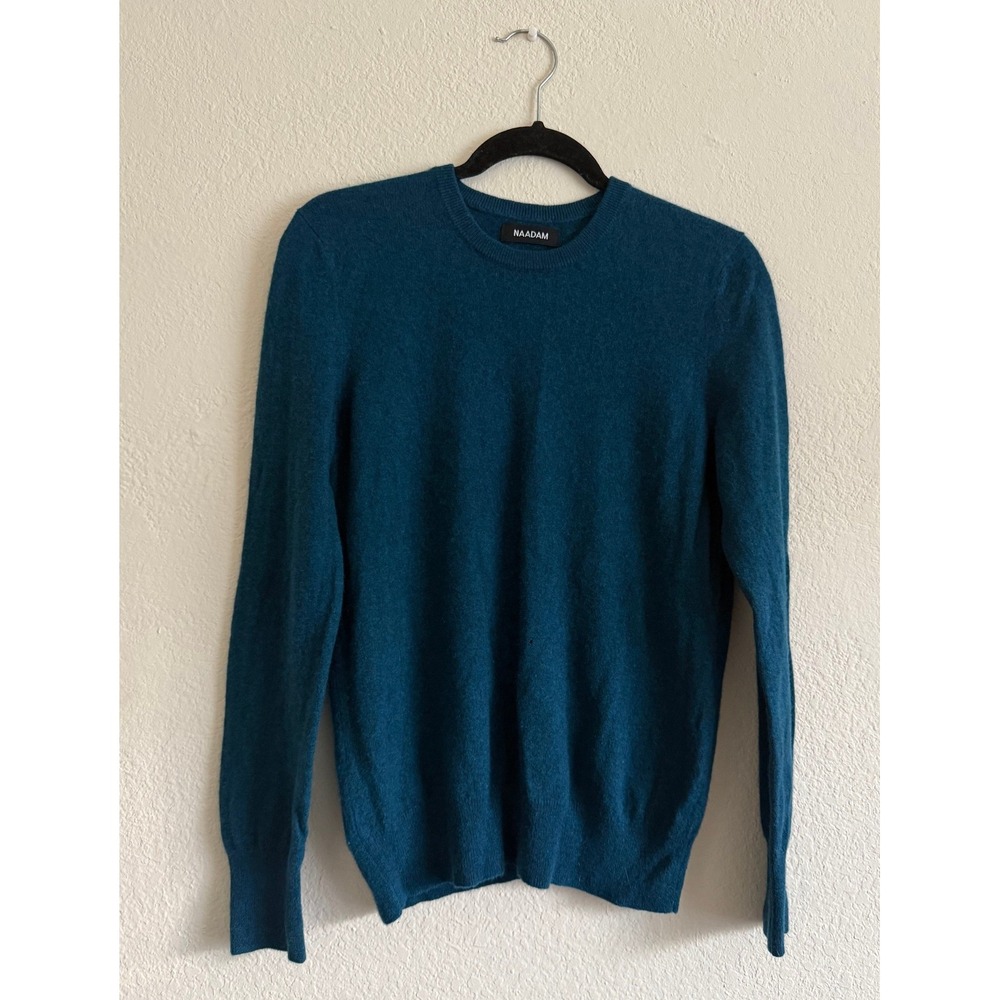 NAADAM Womens Essential 100% Cashmere Crewneck Teal Blue Sweater Size S Small